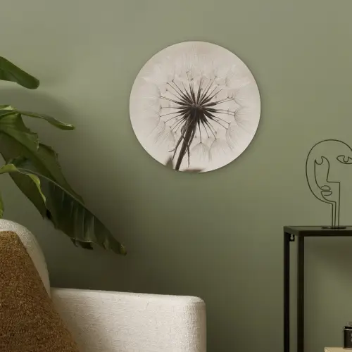 Paardenbloem - Minimalistisch - Wit Akoestische PET Vilt - Rond klein -sfeer2