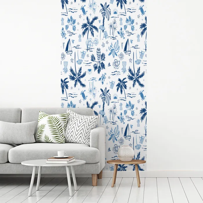 Zee - Strand - Blauw - Wit fotobehang vinyl groot 64 -woonkamer