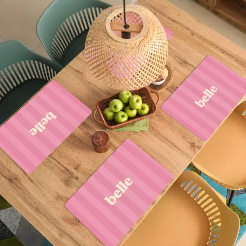 Roze - Gestreept - Belle Placemat vinyl groot -zzsfeer5_Kitchenyeah-website