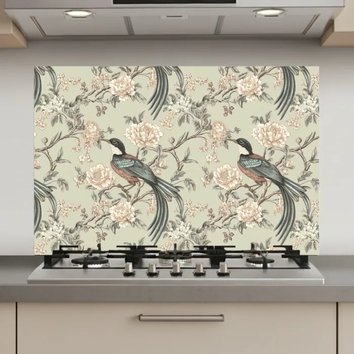 Bloem - Vogel - Kleurrijk keuken achterwand spatscherm klein 900 -3d_website