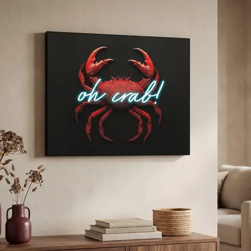 Krab - Rood - Neon - Quote Textielframe - compleet frame klein -sfeer3