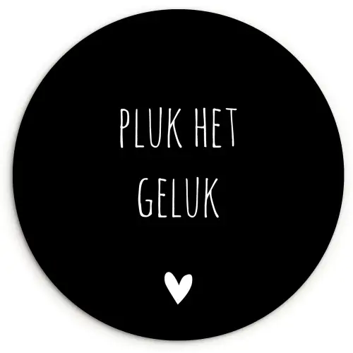 Quote - Spreuken - Pluk het geluk Wandcirkel kunststof plaat 5mm dik klein -3d