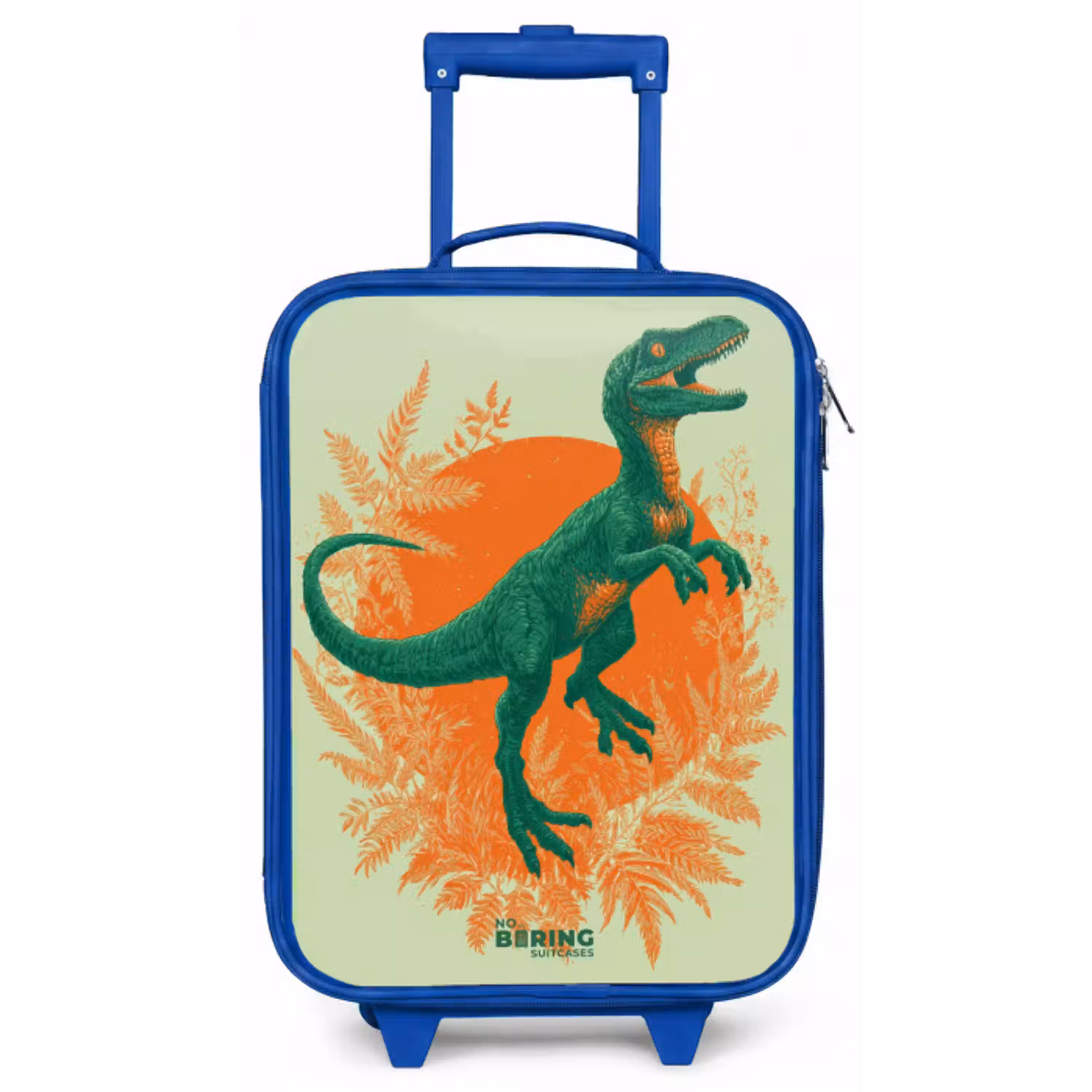 Groene dino tussen varens Kinderkoffer - Blauw klein -zz3dotto