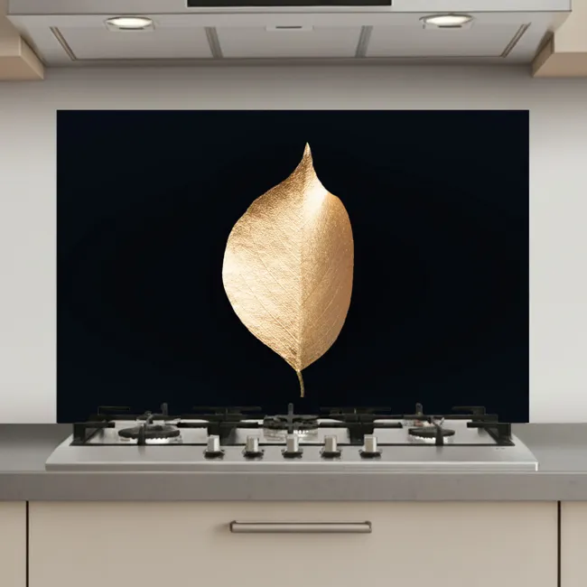 Bladeren - Goud - Zwart - Planten - Luxe keuken achterwand spatscherm klein -3d_website