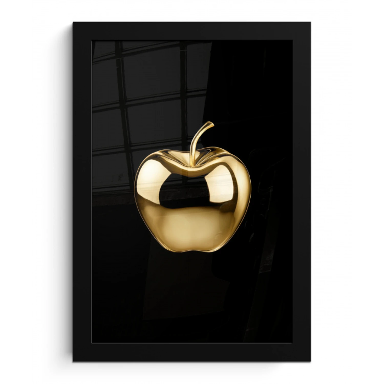 Appel - Goud - Chrome - Zwart fotolijst zwart zonder passe partout klein -3d