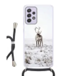Rendier - Gewei - Sneeuw - Winter Hoesje Samsung Galaxy A52 5G met koord klein -3d