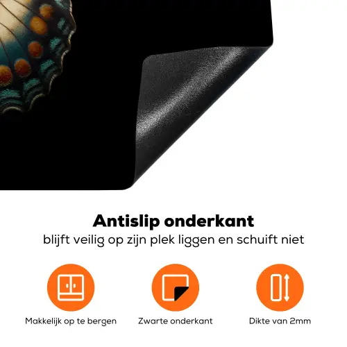Vlinder - Kleurrijk - mozaïekachtig Inductie beschermer vinyl 3mm klein -zzzzzzz-td-onderkant