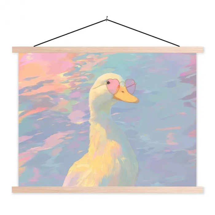 Eend - Zonnebril - Water textielposter latten blank klein -3d