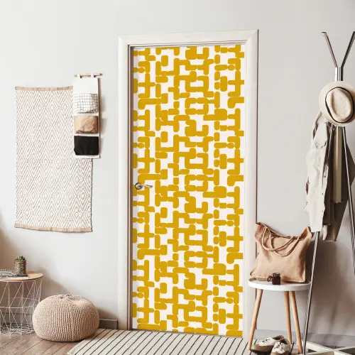 Geel - Beige - Patroon deurposter klein 289 -sfeer6