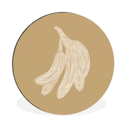 Bananen - Beige - Lijntekening - Minimalistisch Wandcirkel aluminium klein -3d