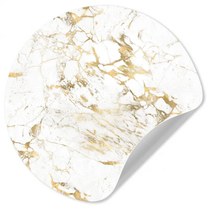 Wit - Marmer - Luxe - Goud Wandcirkel behangsticker klein 186 -3d
