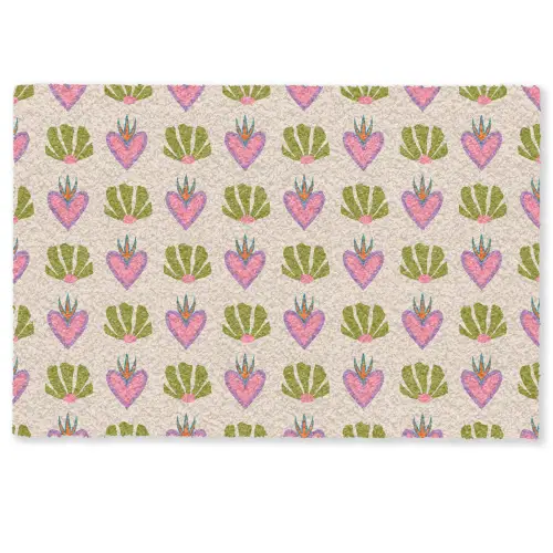 Patroon - Beige - Hartjes - Bloemen Deurmat klein 898 -zkaufland3d