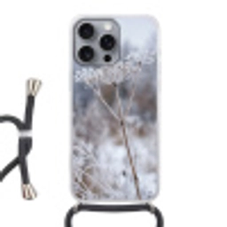 Schermbloem - Rijp - Kristallen - Winter - Delicaat Hoesje iPhone 16 Pro Max met koord klein -3d