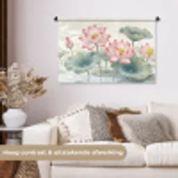 Aquarel - Lotusbloemen - Kleurrijk Wandkleed katoen middel -sfeer1