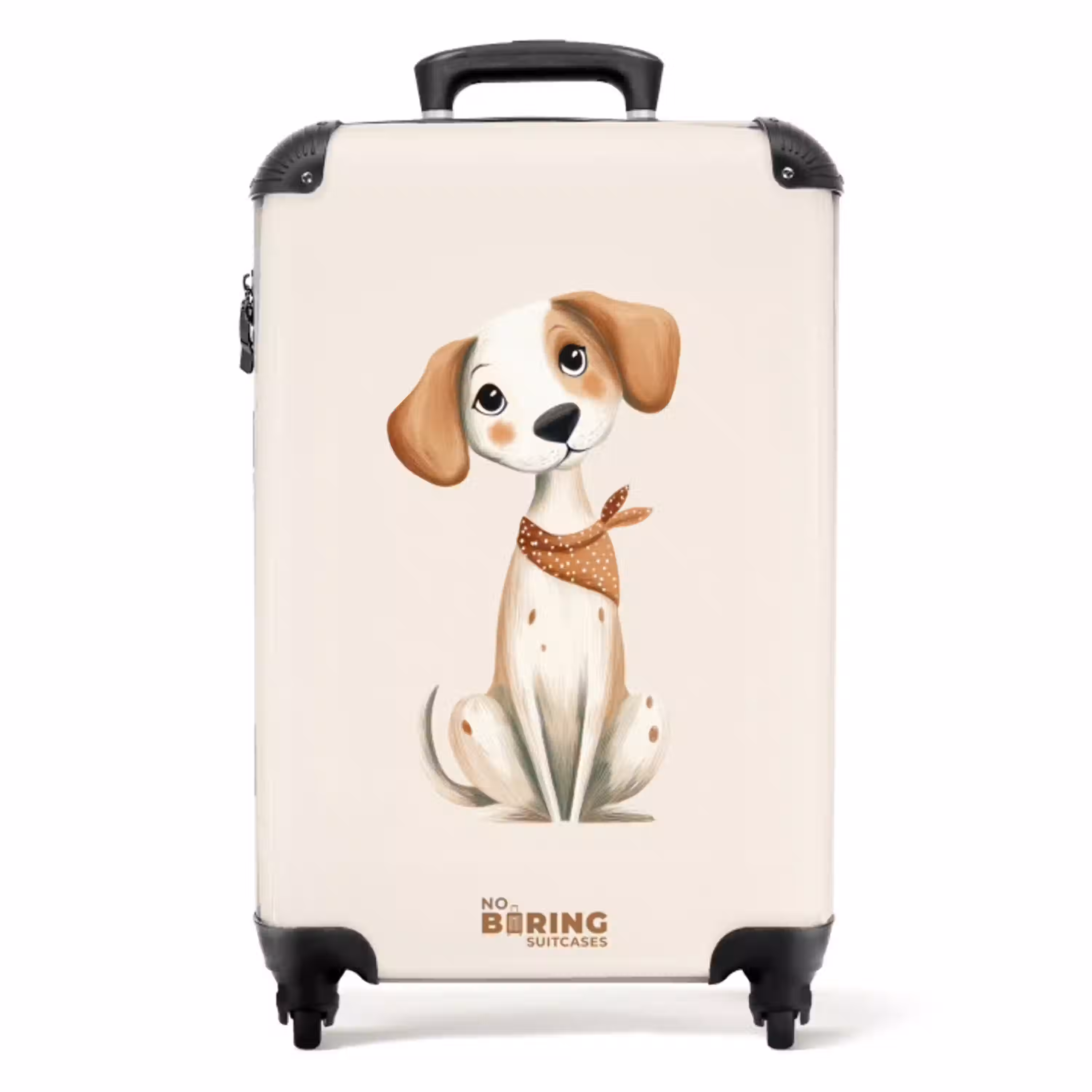 Bruin gevlekte pup op een beige achtergrond NBS - Handbagage koffer - Volwassenen Unisex middel -productfoto_recht