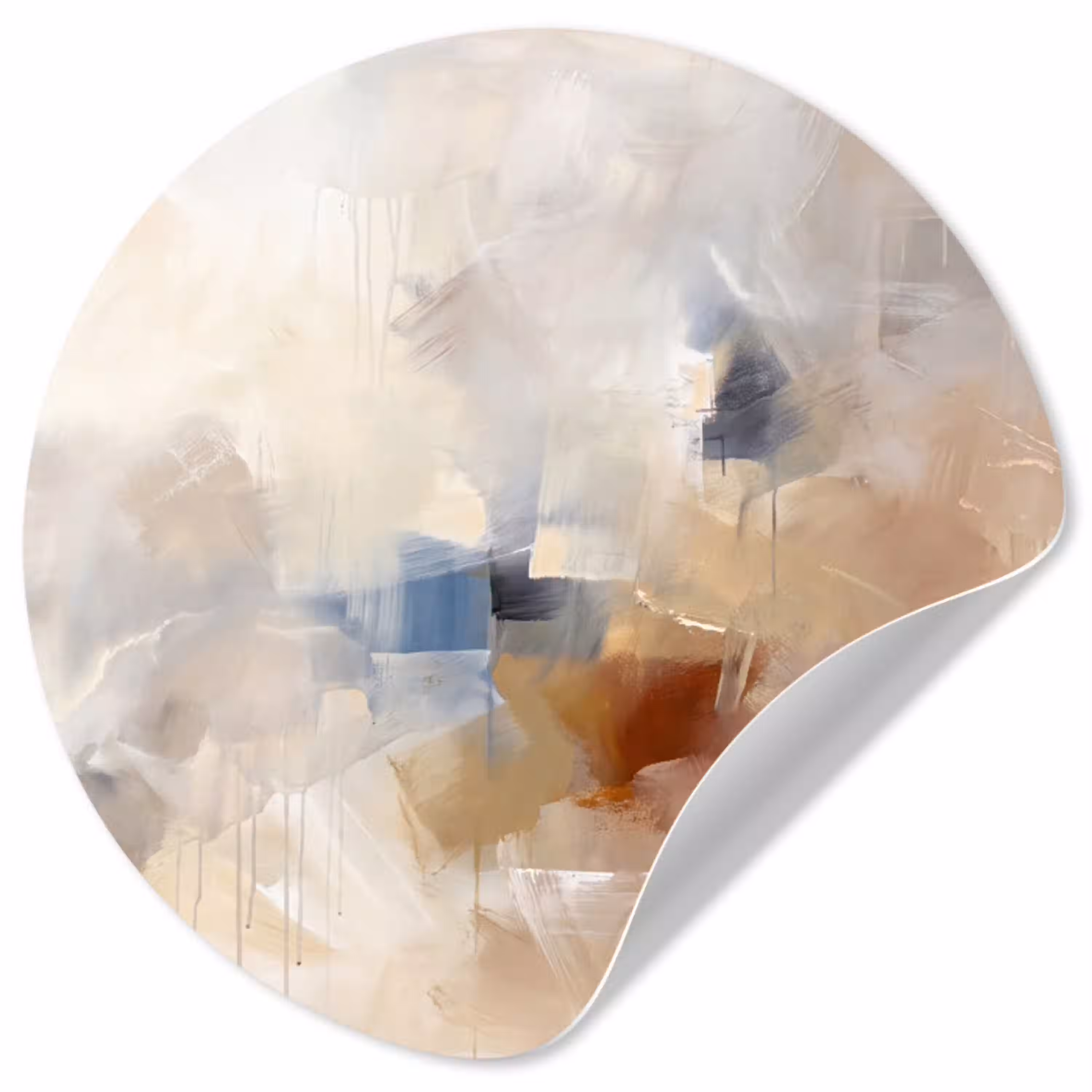 Abstract - Borstelstreken - Modern - Beige - Kunst Wandcirkel behangsticker klein -3d