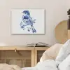 Vogel - Delfts blauw - Illustratie - Bloemen PET vilt klein -sfeer3