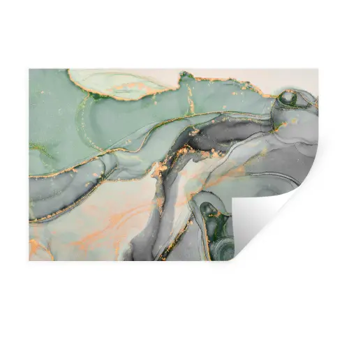 Goud - Marmer - Groen - luxe - Glitter - Marmerlook Muursticker klein -3d