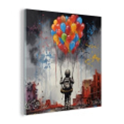 Jongen - Ballonnen - Gebouwen - Kunst plexiglas 5mm klein -z3d