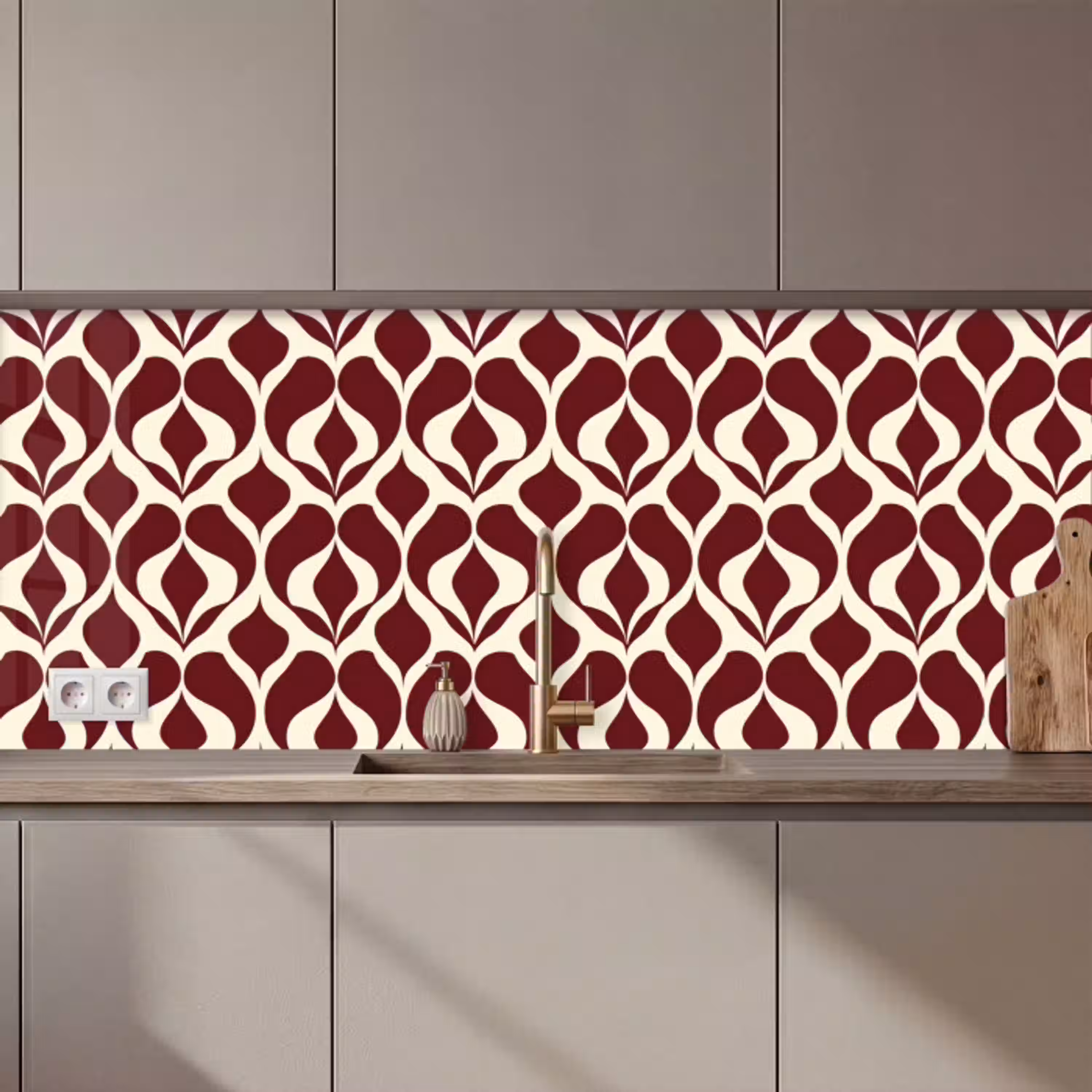 Rood - Druppelpatroon - Grafisch keuken achterwand 2 middel 871 zz_3dshopping