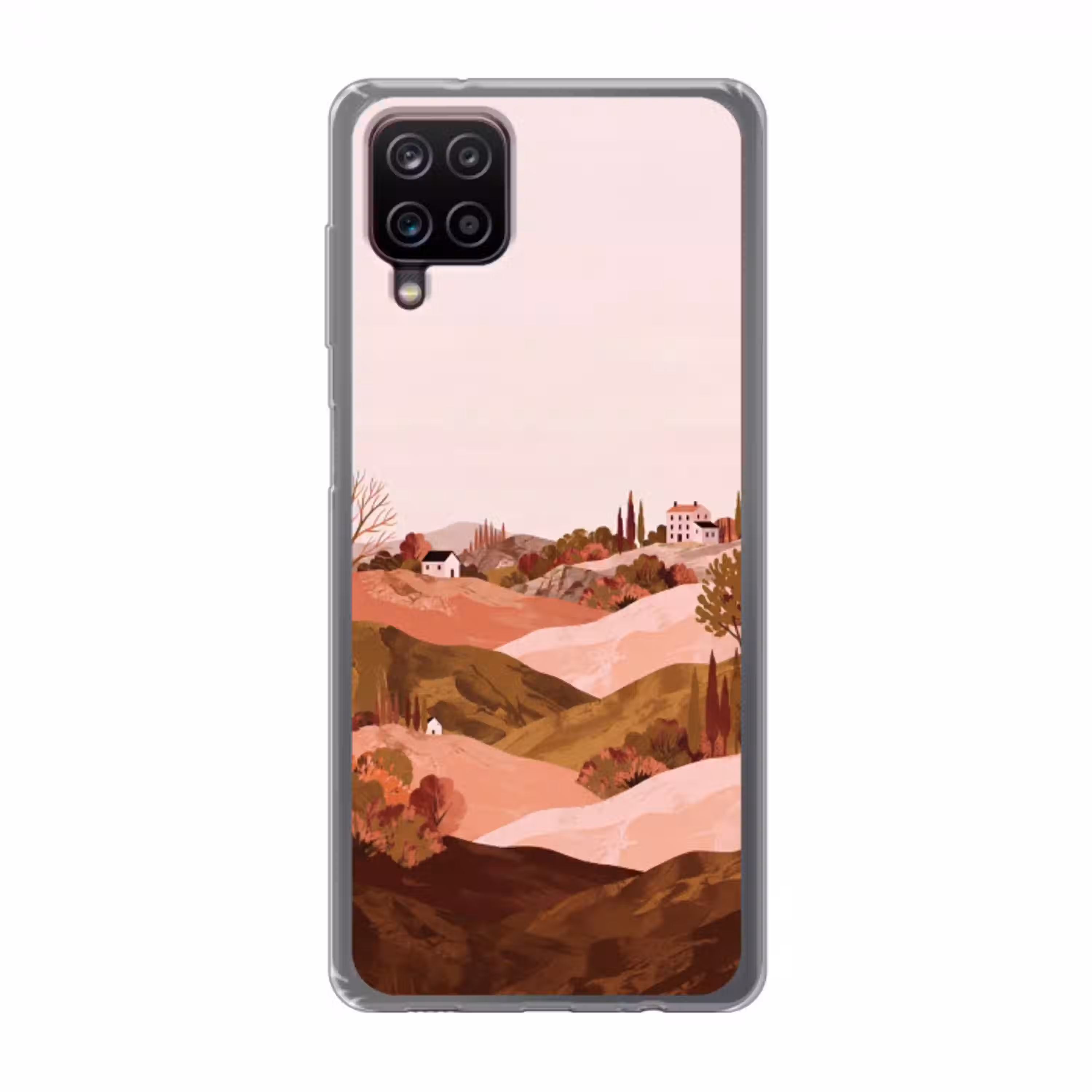 Heuvellandschap - Grafisch - Terracotta Telefoonhoesje Samsung Galaxy A12 klein -3d
