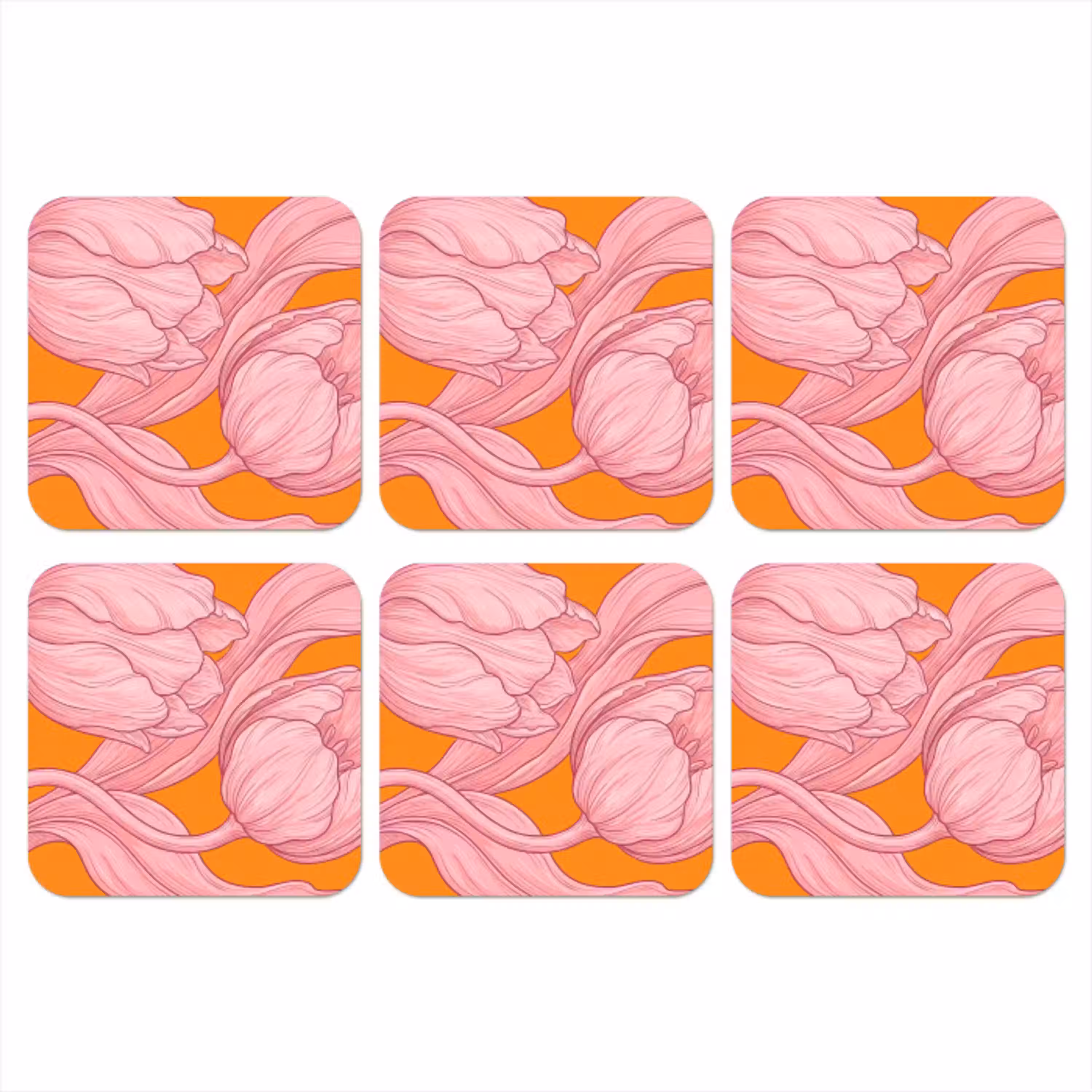 Roze bloemen - Modern onderzetter kurk middel -3d