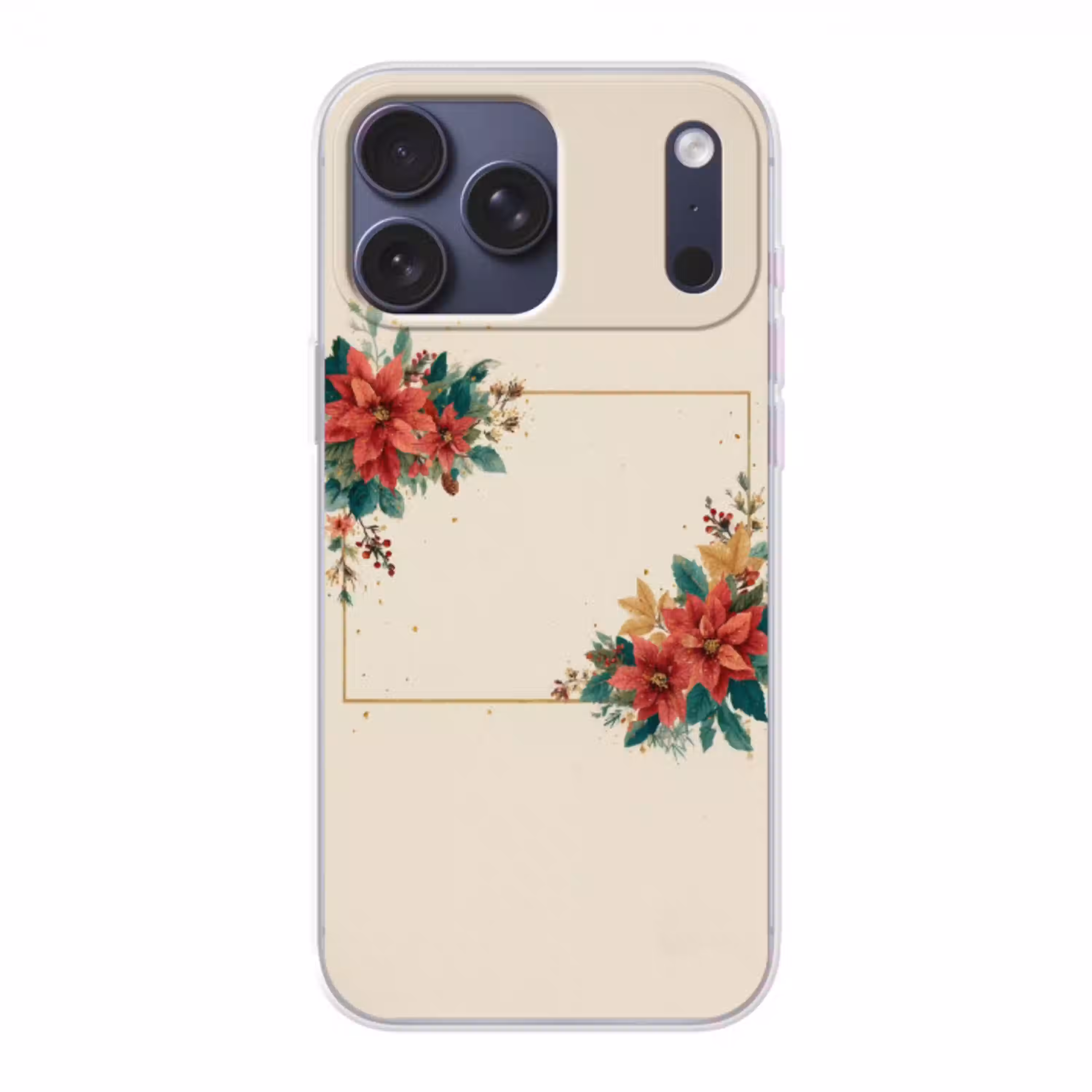 Kerst - Poinsettia - Omlijsting - Kleurrijk Telefoonhoesje iPhone 17 Pro Max klein -3d