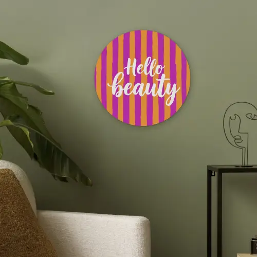 Modern - Hello - Oranje Akoestische PET Vilt - Rond klein -sfeer2
