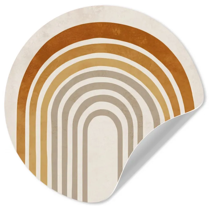 Minimalistisch - Boog - Lijnen - Beige Wandcirkel behangsticker klein -3d