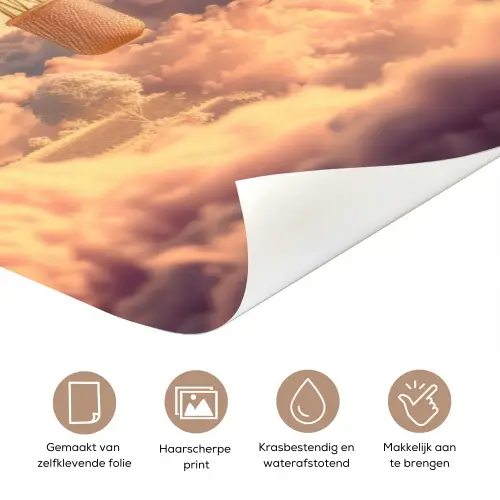 Heißluftballon über Wolken mit Namensfeld. deurposter klein -closeup_NL