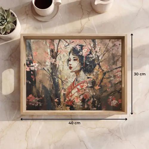 Kimono - Vrouw - kersenbomen Dienblad Rechthoek middel -USP_Formaat