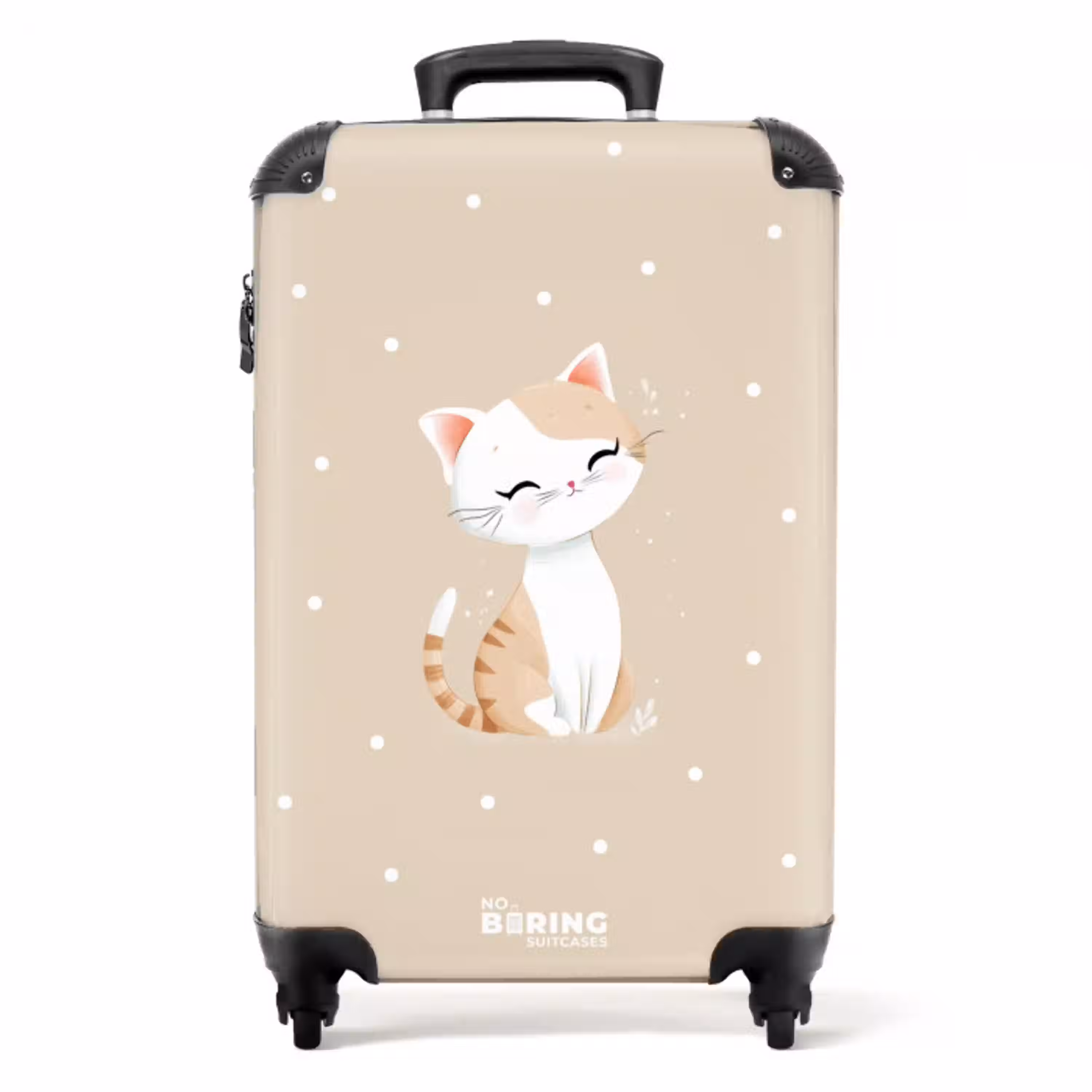 Kat omringd door beige stippen NBS - Handbagage koffer - Volwassenen Unisex middel -productfoto_recht