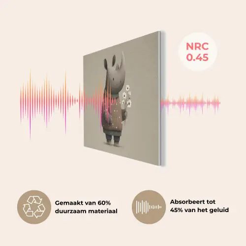 Neushoorn - Witte bloemen - Lief PET vilt klein -USP_NL