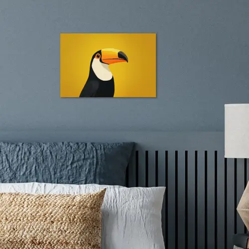 Toekan - Minimalistisch - Snavel - Oranje poster papier klein -sfeer2