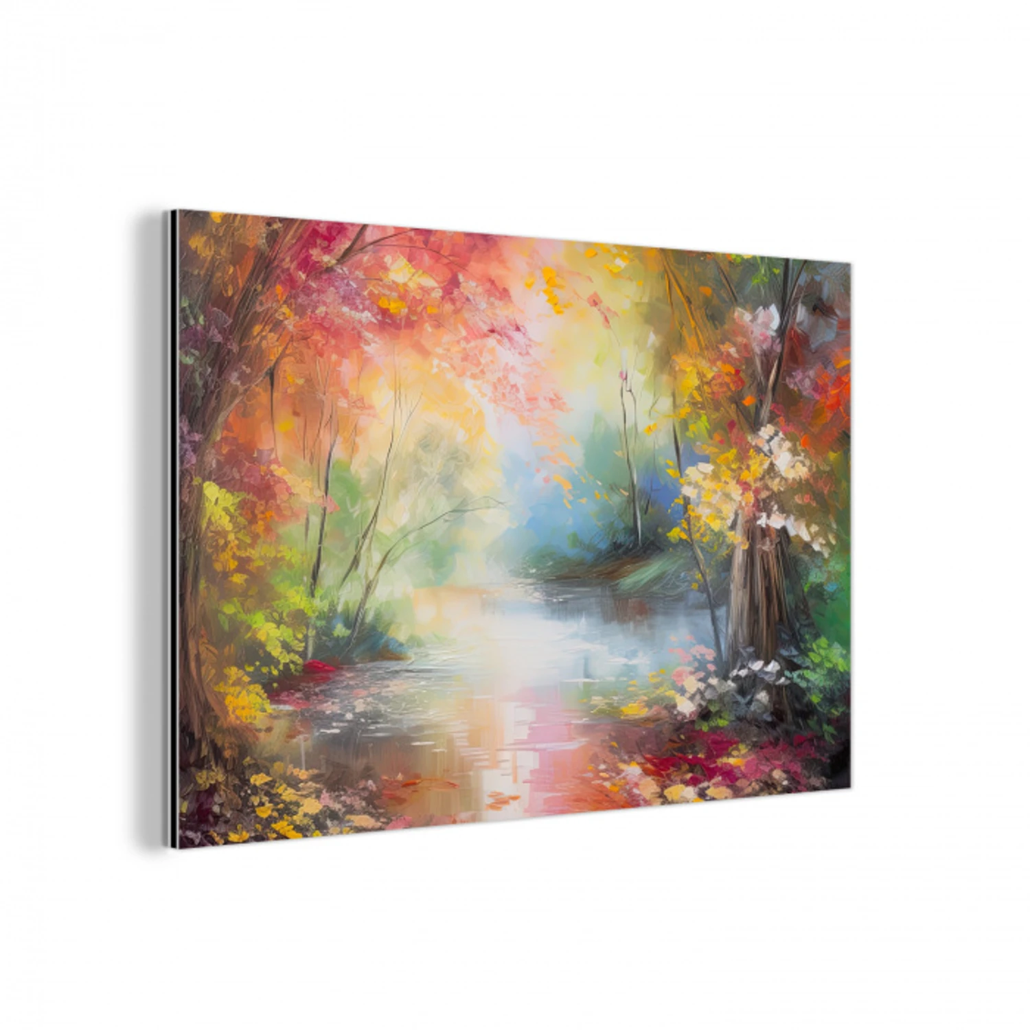 Landschap - Olieverf - Kleurrijk - Natuur aluminium wit klein -3d