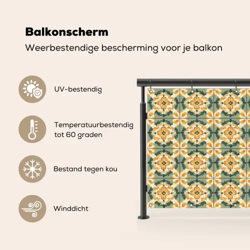 Keramiek - Verweerd - Kleurrijk Balkonbeschermer Duitsland klein 596 -specs_NL