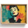 Vrouw - Rode lippen - Expressief - Grafisch Dienblad Rechthoek middel -z3d_shopping