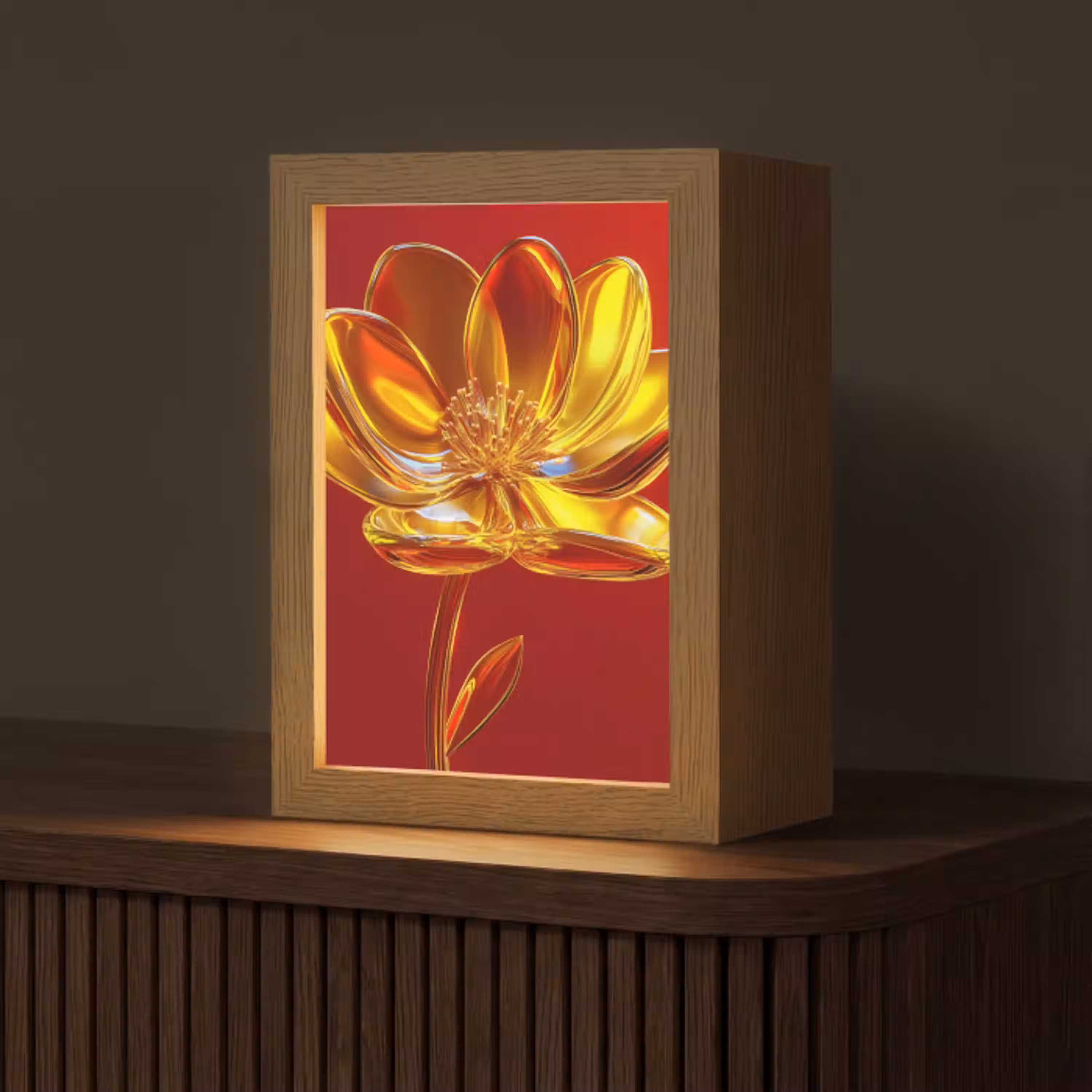 Bloem - Goud - Glazen Light Box met kabel (Tafellamp) klein -z3d_website