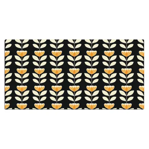 Retro - Bloem - Zwart - Okergeel Muismat XXL klein 681 -3d_leeg