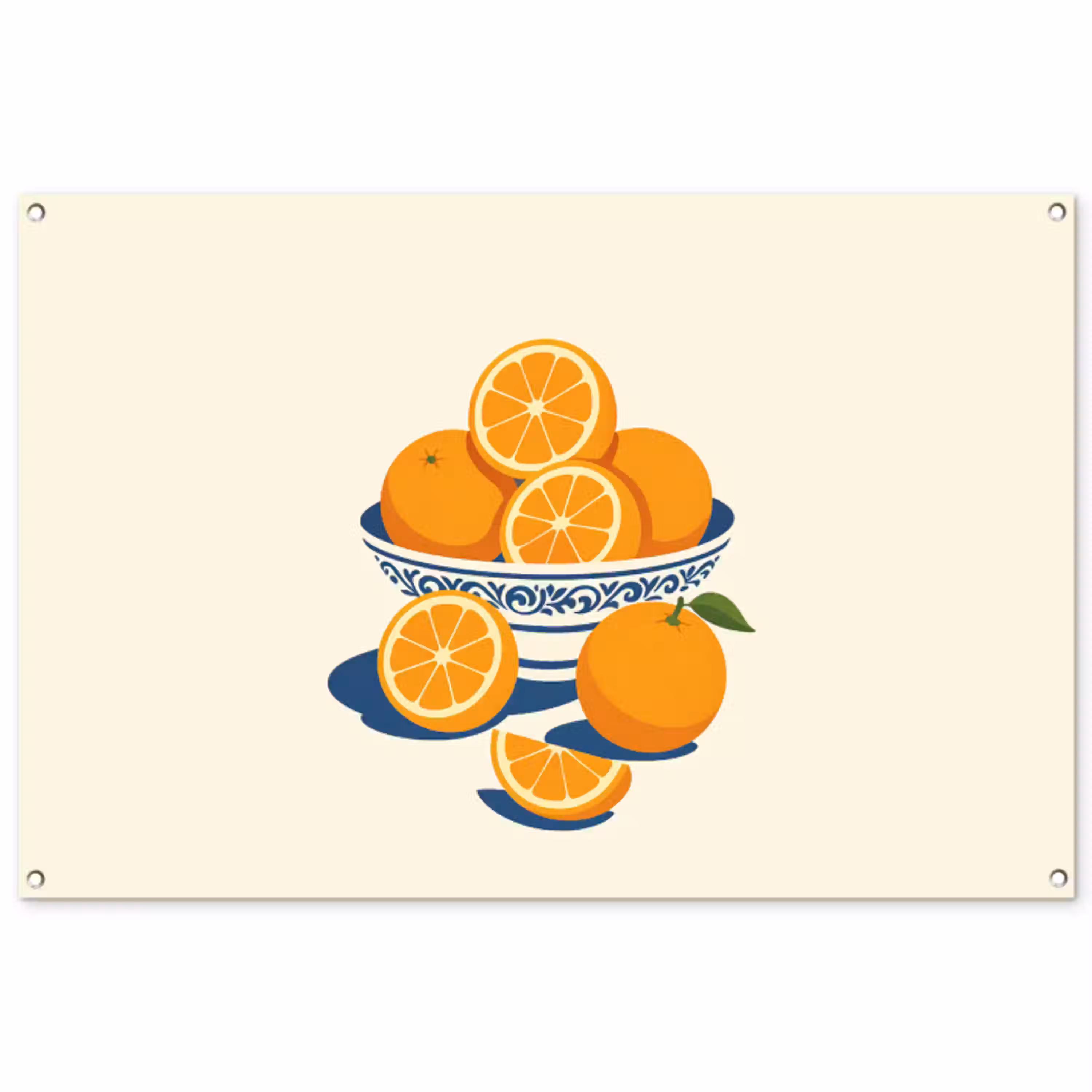 Schaal - Minimalistisch - Oranje - Sinaasappels tuinposter los doek groot -3d
