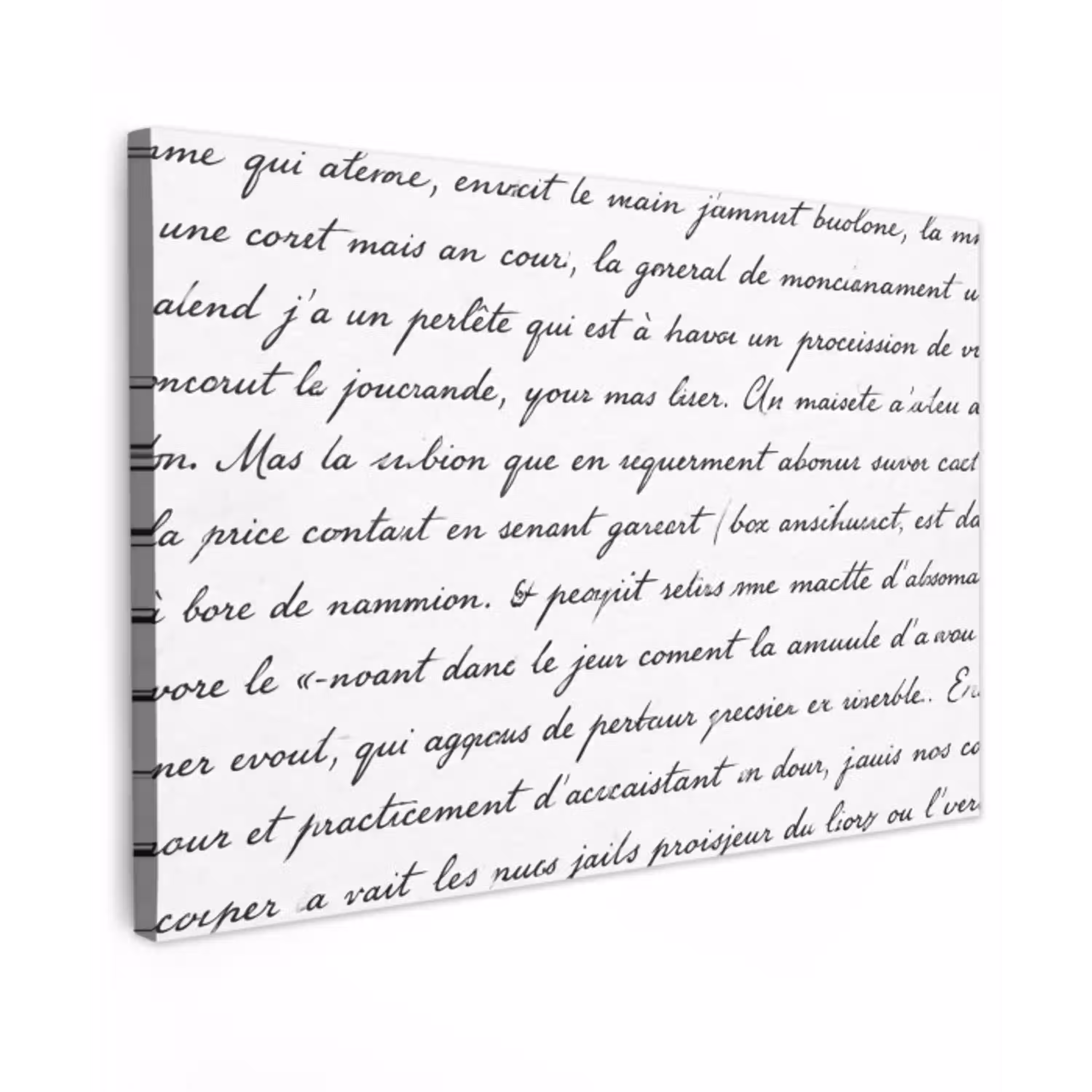 Tekst - Handschrift - Klassiek - ZwartWit canvas 2cm klein -z3d