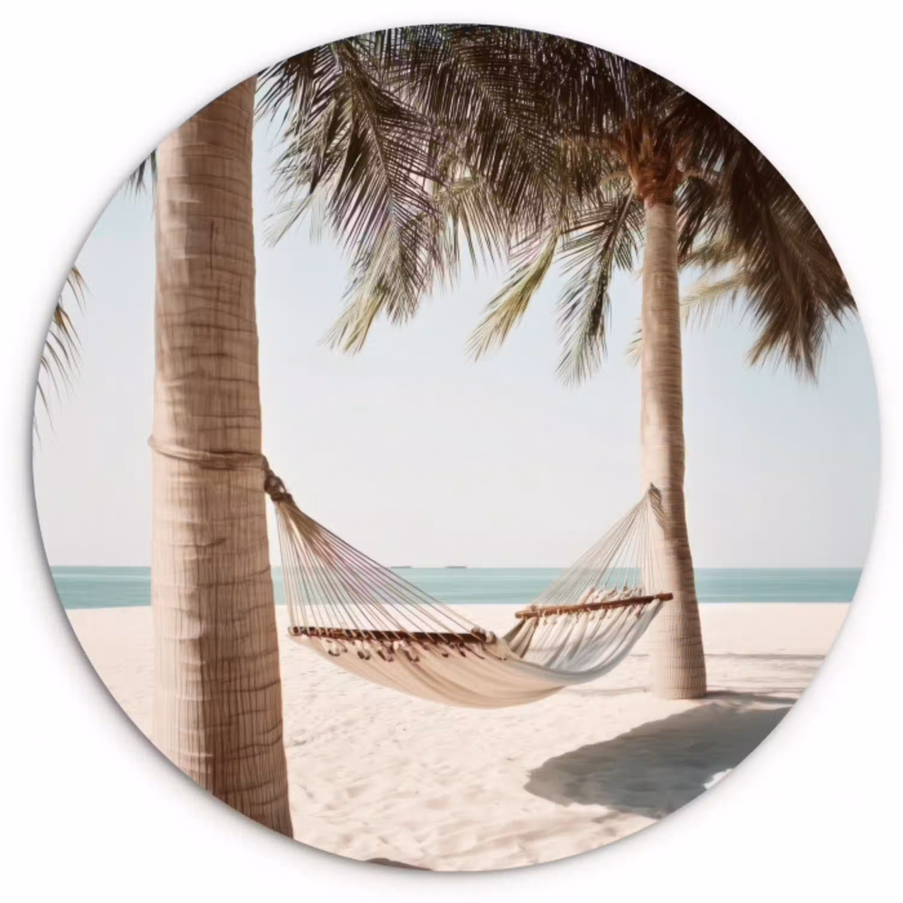 Hangmat - Palmbomen - Strand - Zee Wandcirkel plexiglas klein -3d