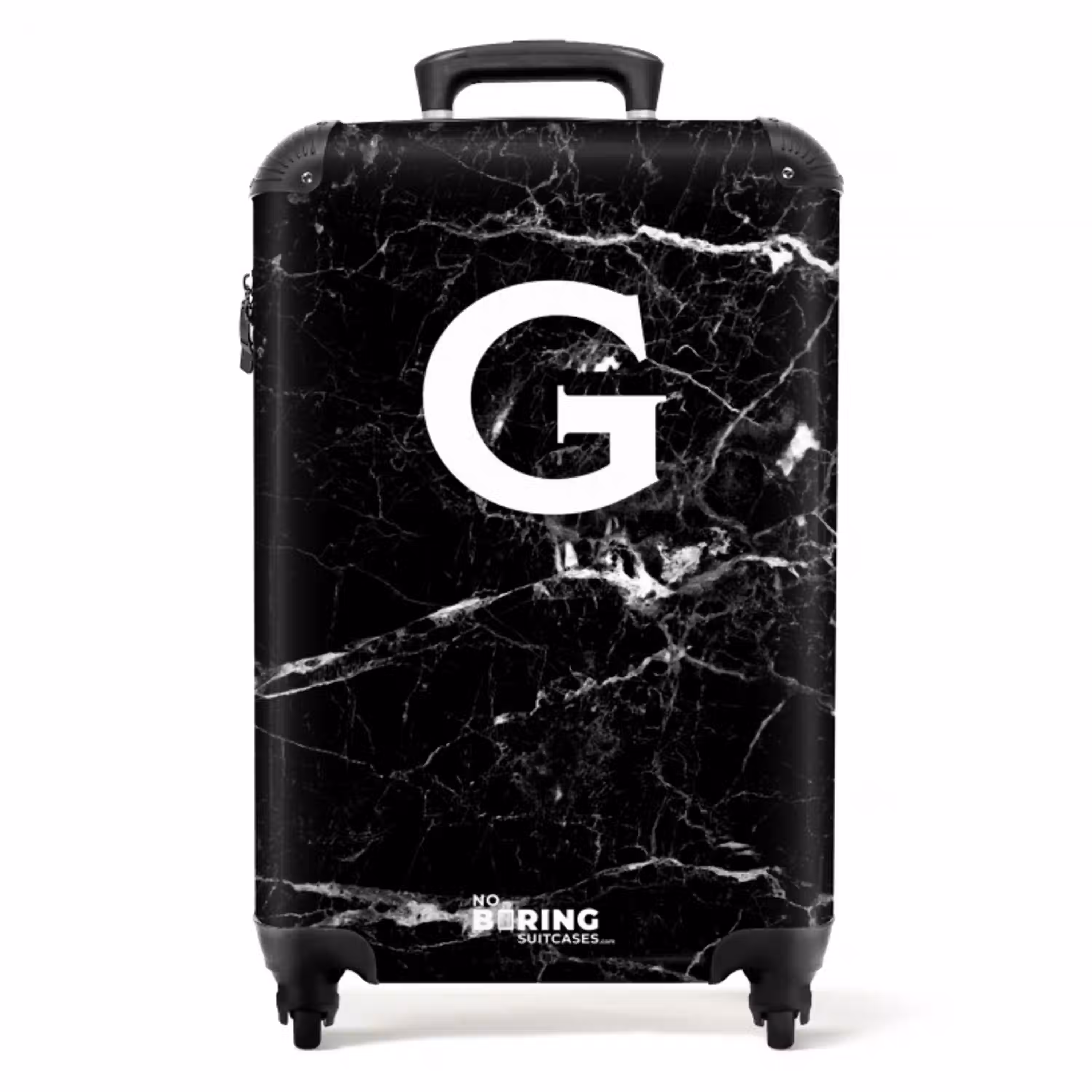 Marmer print - Zwart - Letter G NBS - Handbagage koffer - Unisex middel -productfoto_recht