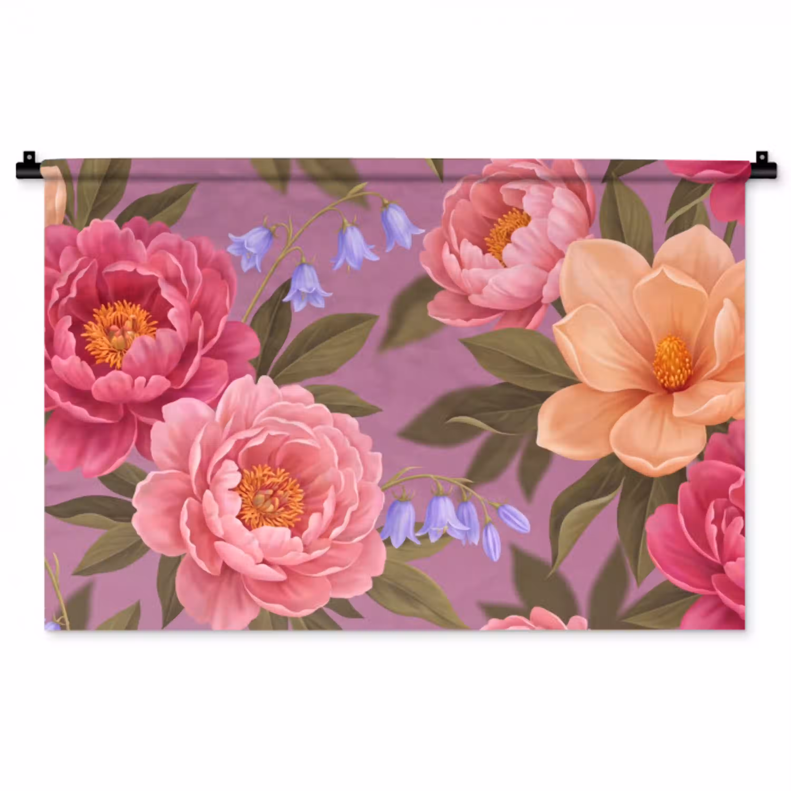 Bloemen - Patroon - Illustratie - Roze Wandkleed katoen middel -zz3d