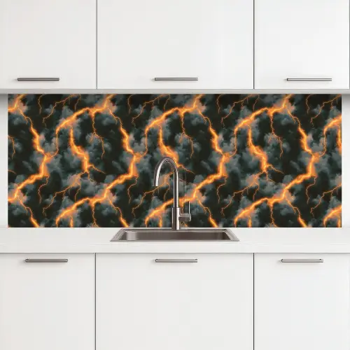 Oranje - Bliksem - Wolken keuken achterwand 2 middel 871 -3d