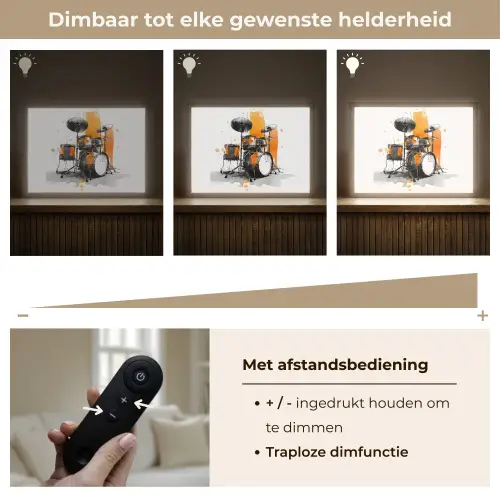 Drumstel - Oranje - Zwart - Aquarelverf Light Box met batterij (Wandlamp) middel -USP_dimbaarNL