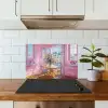 Pink - City - Bloemen keuken achterwand spatscherm klein -sfeer2