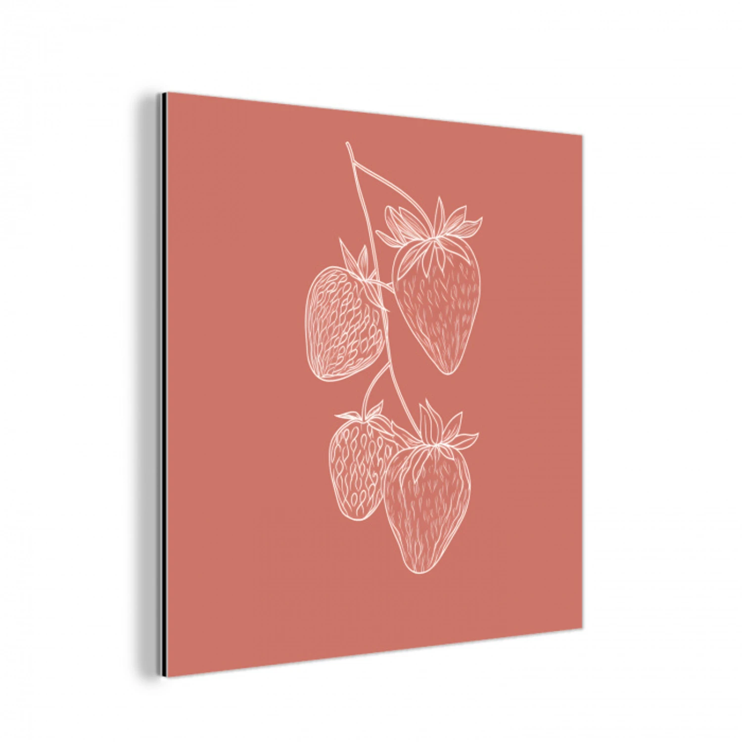 Minimalistisch - Illustratie - Aardbei - Tak aluminium wit klein -3d