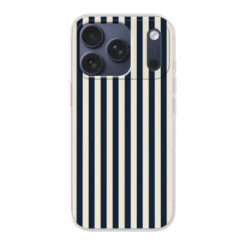 Verticale strepen - Blauw - Crème Telefoonhoesje iPhone 17 Pro klein 878 -3d