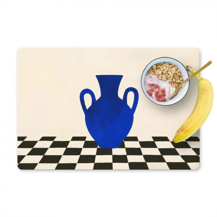 Vaas - Blauw - Geblokt - Modern Placemat vinyl groot -zzzproduct_Kitchenyeah-website